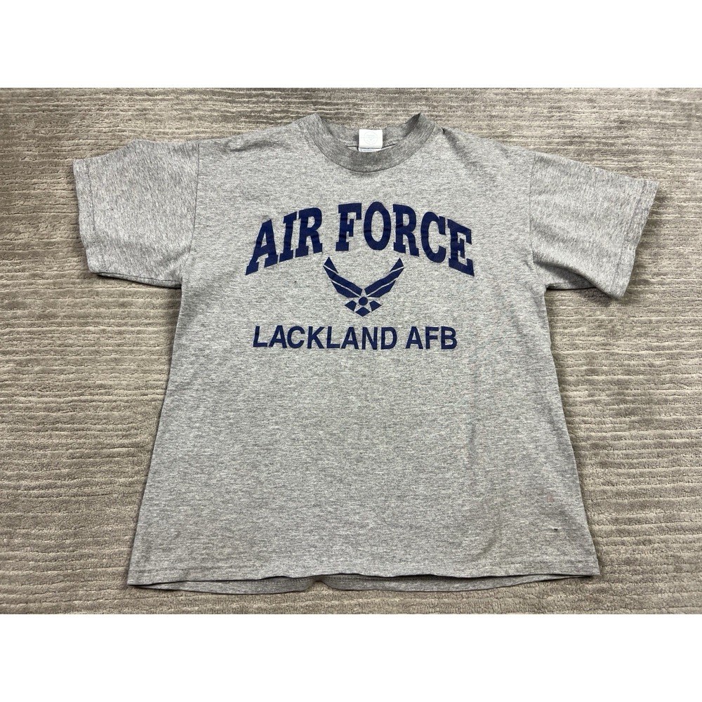 Air Force Shiirt Mens Medium Gray Short Sleeve Vintage Made USA Delta Pro Weight